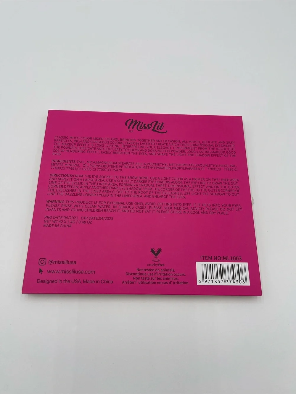Miss Lil USA 35-Color Eyeshadow Palette — Greens, Pinks & Blues